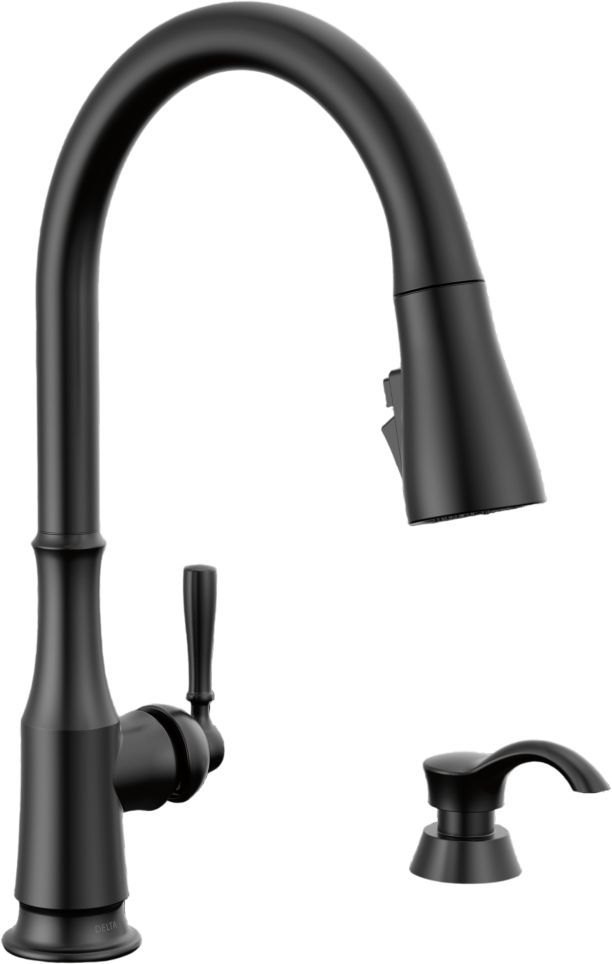 Delta Capertee™ Matte Black  Single Handle Pull-Down Kitchen Faucet with Soap Dispenser and Shield Spray Technology-3