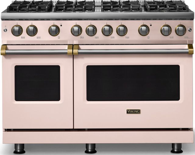 Viking® 5 Series 48" Blush Pro Style Gas (LP) Range with Brushed Brass Trim-0