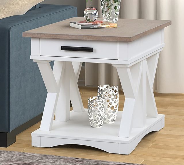 Parker House® Americana Modern Weathered Natural End Table with Cotton Top-1