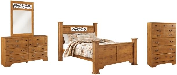 Signature Design by Ashley® Bittersweet 4-Piece Light Brown Queen Poster Bed Set-0