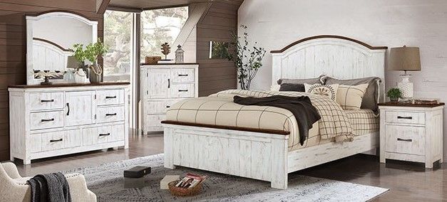 Furniture of America® Alyson 4-Piece Distressed White Queen Bedroom Set-0