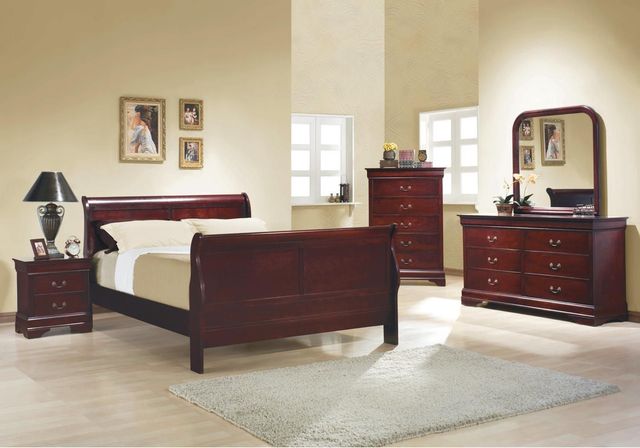 Coaster® Louis Philippe 5 Piece Red Brown Queen Sleigh Bedroom Set-0