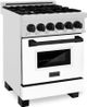ZLINE Autograph Edition 24" Satin Stainless Steel Pro Style Dual Fuel Range with White Matte Door-1