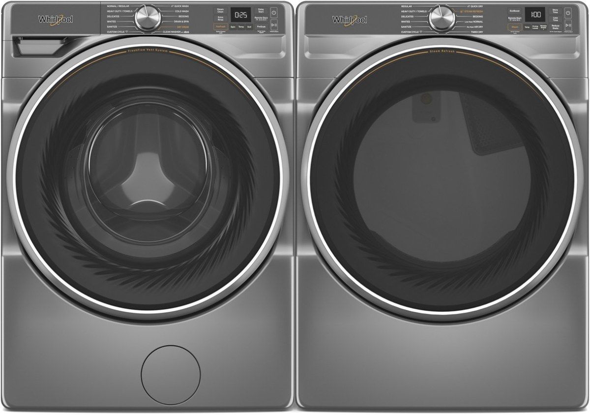 Whirlpool® Radiant Silver Front Load Laundry Pair