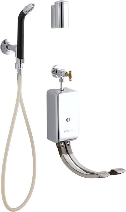 KOHLER® Polished Chrome Bedpan Washer with Double Foot Control Mixing Valves and Integral Stops-0
