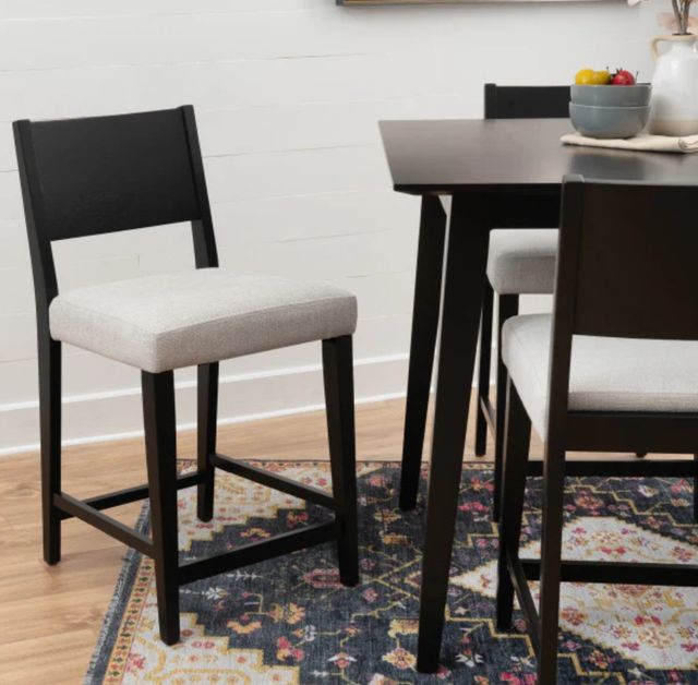 Powell® Cosgrove 2-Piece Black/Light Gray Upholstered Counter Stool Set-1