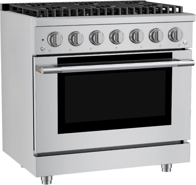 Hauslane HausPro 36" Stainless Steel Pro-Style Dual Fuel Range with Stainless Steel Knobs-3