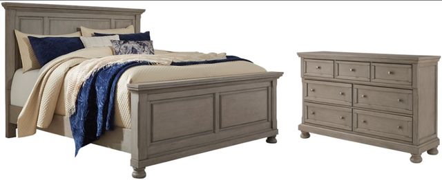 Signature Design by Ashley® Lettner 2-Piece Light Gray California King Panel Bed Set-0