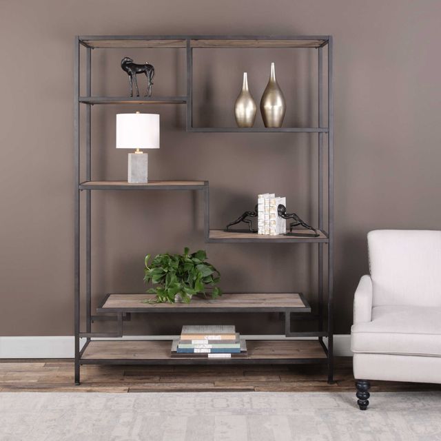 Uttermost® Sherwin Aged Black Etagere-1
