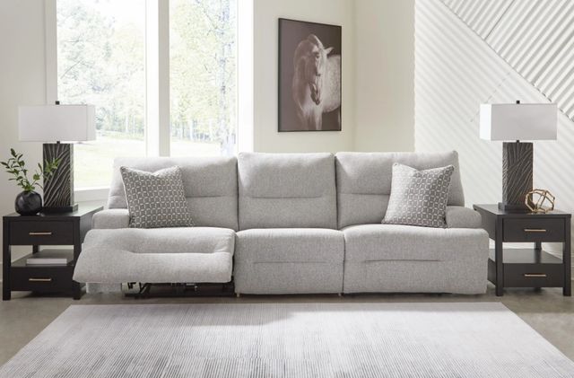 Signature Design by Ashley® Acklen Place 3-Piece Pewter Power Reclining Small Spaced Sectional-2