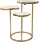A & B Home 3 Pearl Agate Round Tabletops Side Table with Gold Frame -1