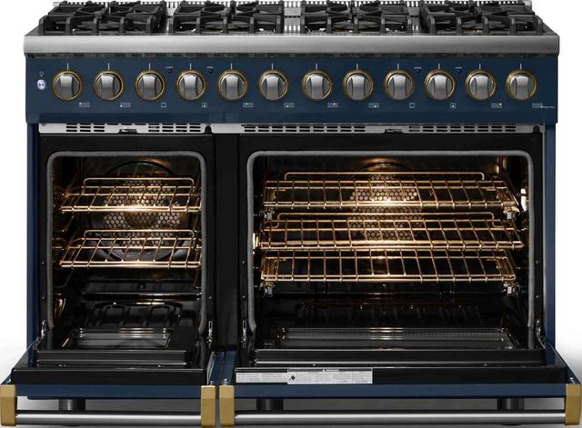 Viking® 5 Series 48" Slate Blue Pro Style Dual Fuel (LP) Range with Brushed Brass Trim-1