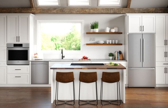 Credit: Bosch Front view of a modern kitchen with Bosch appliances