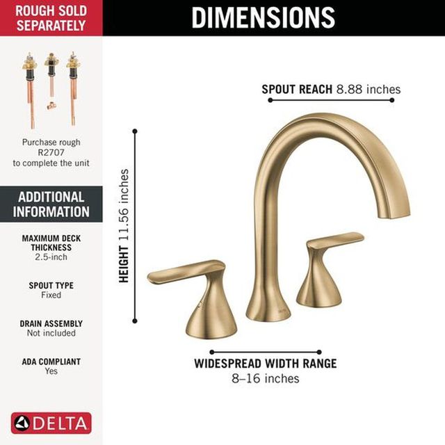 Delta Bonacci™ Lumicoat® Champagne Bronze 3-Hole Roman Tub Trim-3