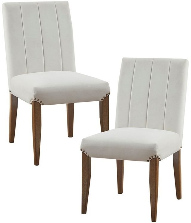 Olliix by Madison Park Audrey Set of 2 Cream Channel Tufting Dining Chair-3