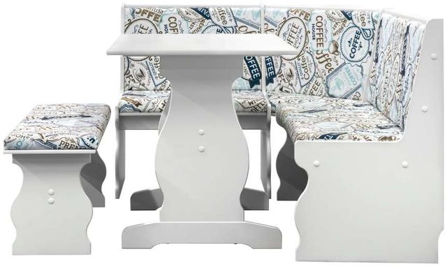 Linon Sasha 4-Piece White Coffee Nook Set-3