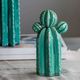 A & B Home Green Three-Bud Ceramic Cactus Accent-1