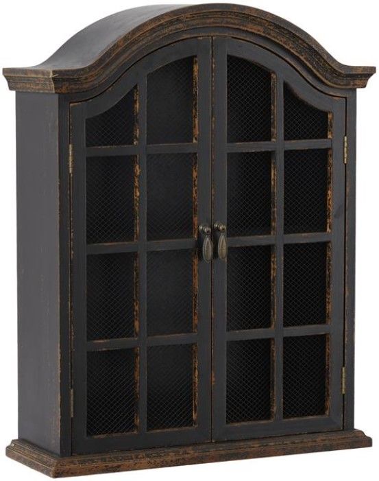 Deco Marche Black 2-Doors Wall Shelf with Arched Shutter-0