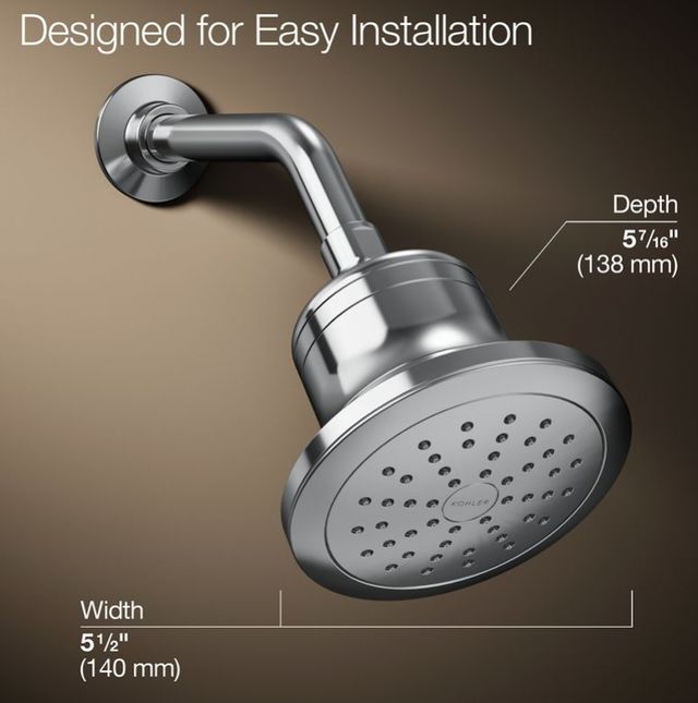 KOHLER® Cinq® Polished Chrome 2.5 GPM Round Single-Function Filtered Showerhead-2