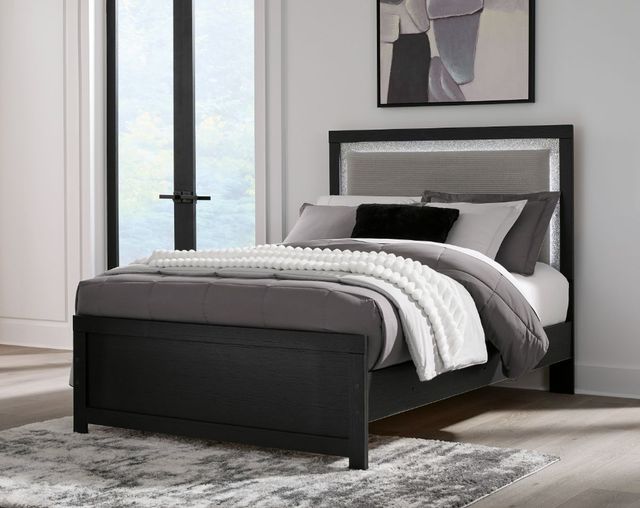 Signature Design by Ashley® Maeling Black Full Upholstered Panel Bed-1