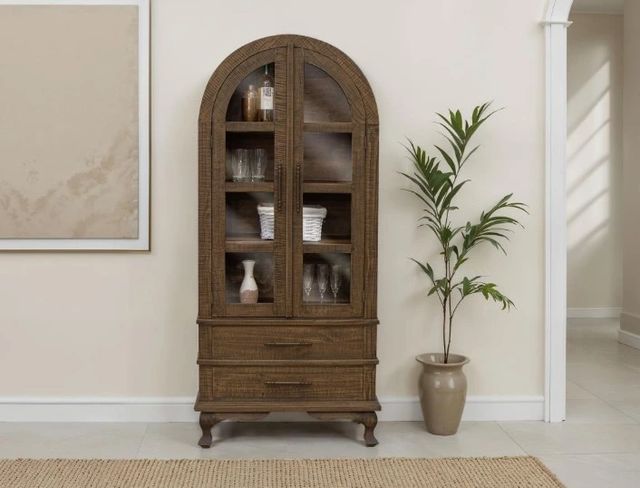 International Furniture Direct Arlette Coffee Ochre Door Cabinet-1
