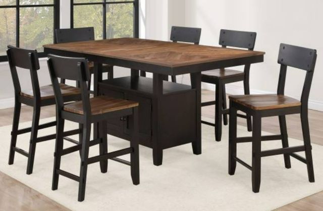 Steve Silver Co. Bermuda Black/Dark Brown Storage Counter Table with Leaf-1