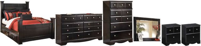 Signature Design by Ashley® Shay 6-Piece Almost Black King Storage Poster Bed Set-0