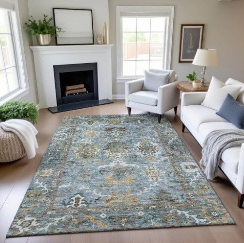 Dalyn™ Rug Company Silk Road SR8 Aqua 5'x8' Area Rug-4