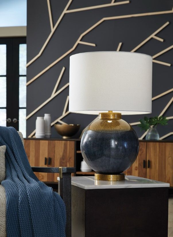 Signature Design by Ashley® Adara Blue Table Lamp with Gold Accent-3