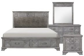 Mazin Furniture Mayodan 4 Piece Rustic Gray Queen Bedroom Set ...