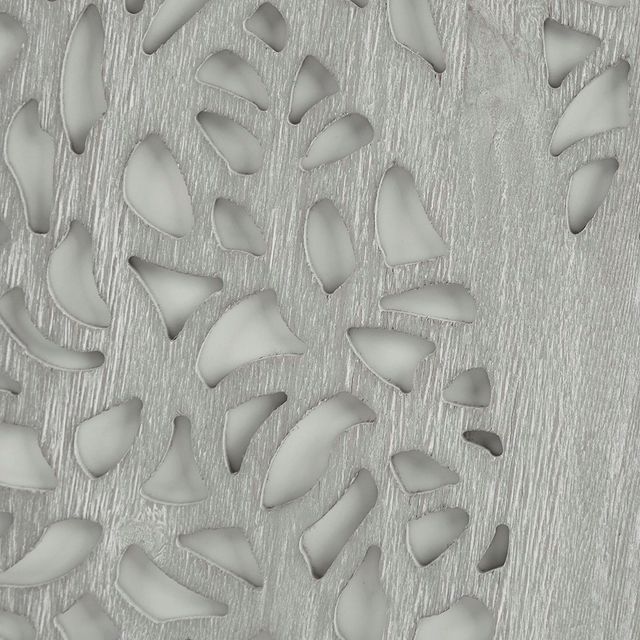 Olliix by Madison Park Laurel Branches Grey and White Carved Wood Panel Wall Decor-3