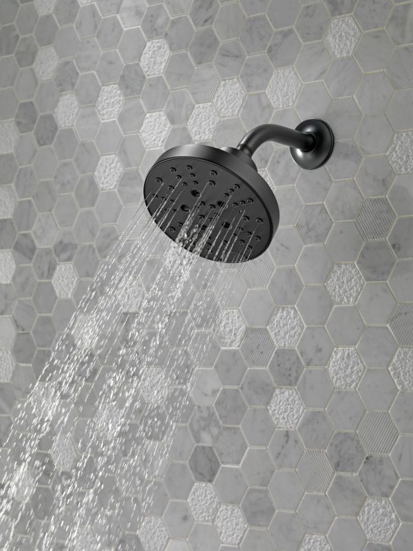 Delta Universal Showering Matte Black H2Okinetic® 5-Setting Contemporary Raincan Shower Head-1