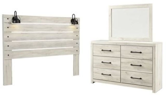 Signature Design by Ashley® Cambeck 3-Piece Whitewash King Panel Headboard Bed Set-0