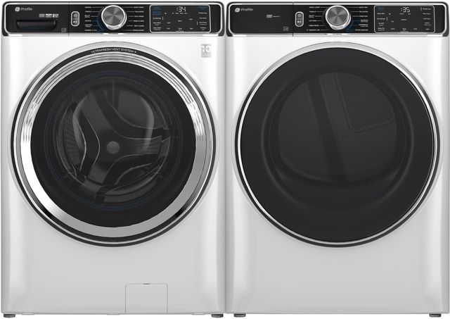 GE® Profile™ White Front Load Washer and Gas Dryer Laundry Pair-0