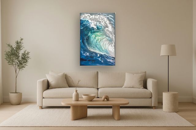 Classy Living Mesmerizing Ocean Wave Mixed Media Art Aluminum Wall Art-1