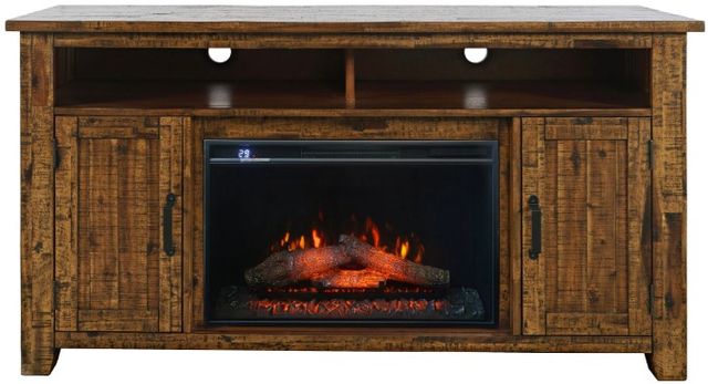 Jofran Inc. Cannon Valley Brown Electric Fireplace Media Console-3
