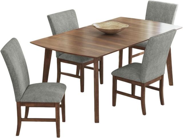 Elements International Santa Barbara 5-Piece Dark Gray/Walnut Rectangular Dining Set-0