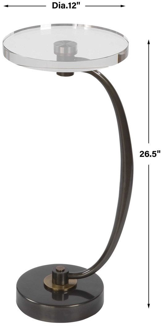 Uttermost® Waveney Crystal Top Drink Table with Dark Bronze Base-2