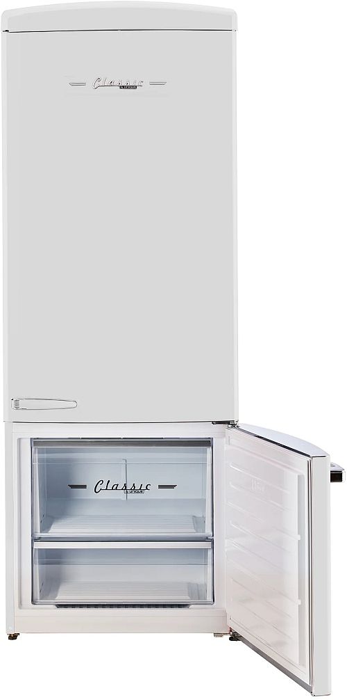 Unique Appliances Classic Retro 28" 17 Cu. Ft. Marshmallow White Counter Depth Bottom Freezer Refrigerator-3