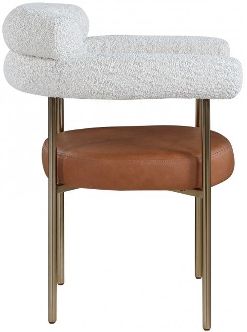 Meridian Furniture Blake Cognac/Brushed Brass Dining Arm Chair-2