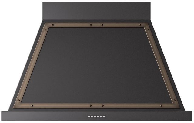Ilve® Nostalgie II Noblesse 40" Glossy Black Wall Mounted Range Hood with Burnished Trim-0