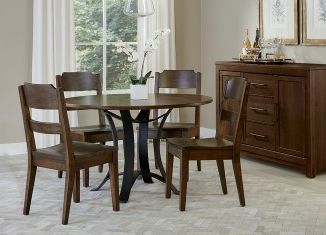 Artisan & Post by Vaughan-Bassett Crafted Cherry Dining by Ben & Erin Napier Dark 48" Round Table with Black Base-1