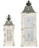 A & B Home Evelyn 2-Piece Whitewashed Enclosed Lantern with Handle Set-1