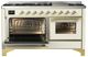 Ilve® Majestic III 60" Antique White Pro Style Dual Fuel Natural Gas Range with Triple Glass Door and Brass Trim-3