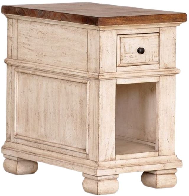 Napa Furniture Design Belmont Brown Side Table with White Base-0