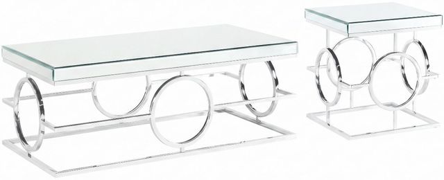Elements International Pearl 2-Piece Chrome Occasional Table Set-0
