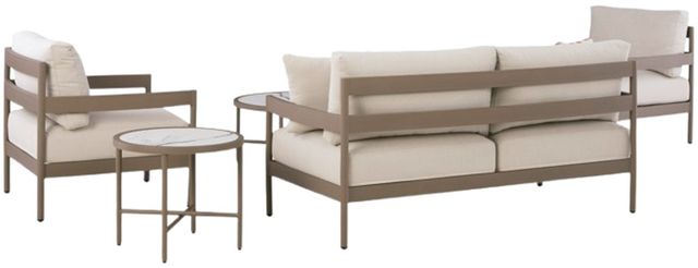 Signature Design by Ashley® Bluff Trail 5-Piece Beige/Brown Aluminum/Fabric Outdoor Conversation Set-3
