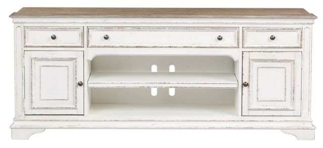 Liberty Furniture Magnolia Manor Antique White/Weathered Bark 73" Entertainment TV Stand-2
