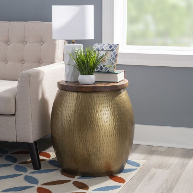 Powell® Dreyfus Gold Drum Side Table-2