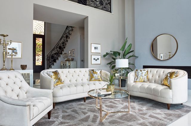 Coaster® Avonlea Off White Upholstered Tufted Chair-1